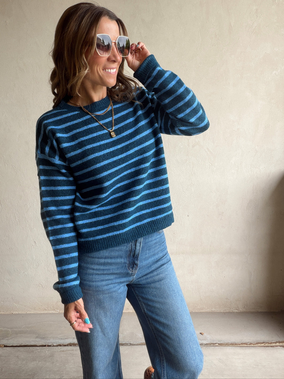 Jamie Striped Sweater in Blues