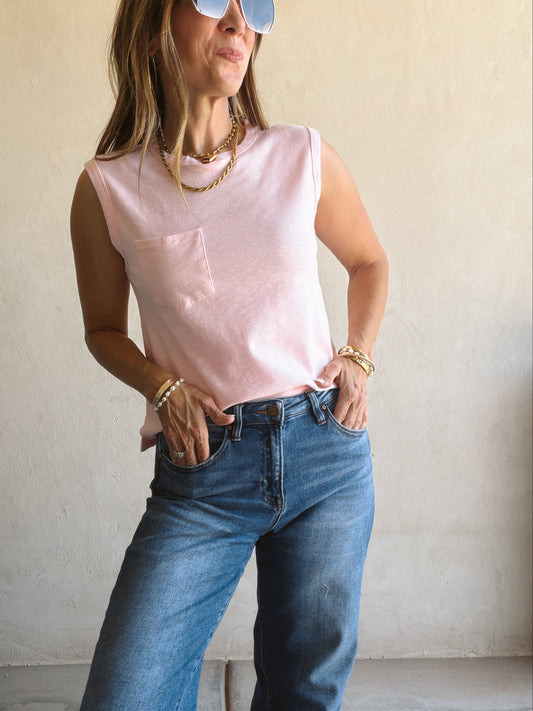 Wren Sleeveless Tank in Pink