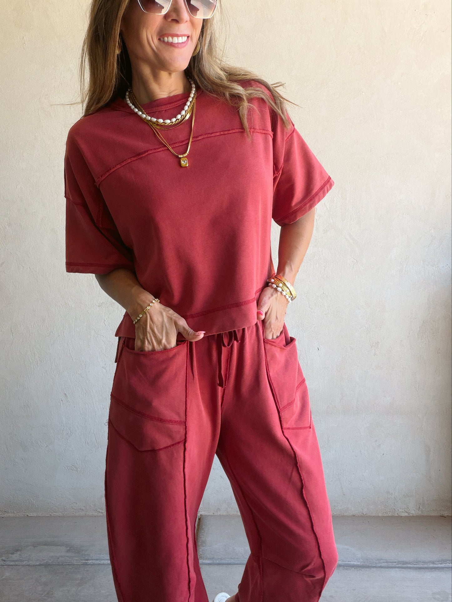 Clara Set in Mineral Washed Crimson Red