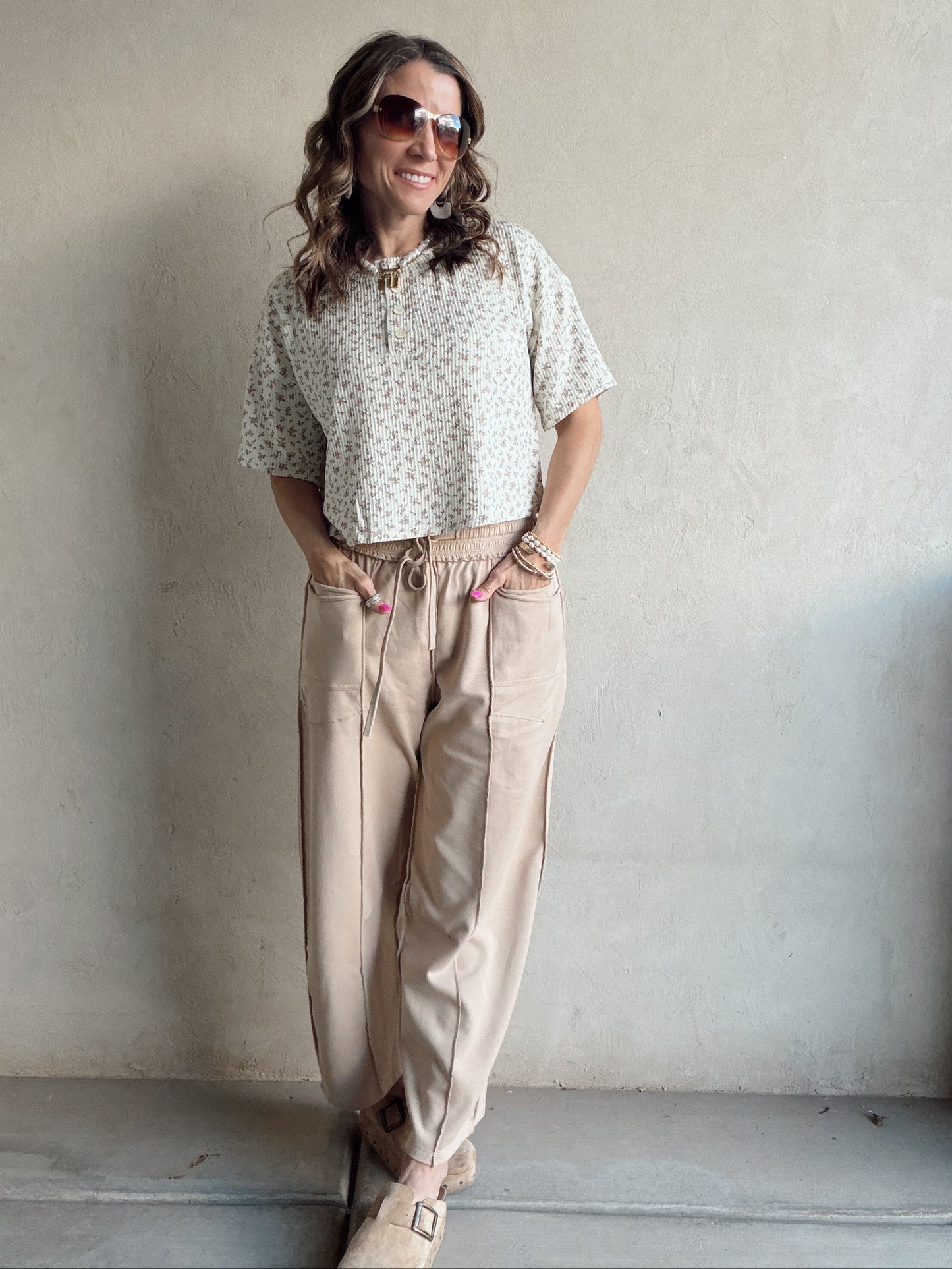 Luca Top in Tan & Mauve Floral