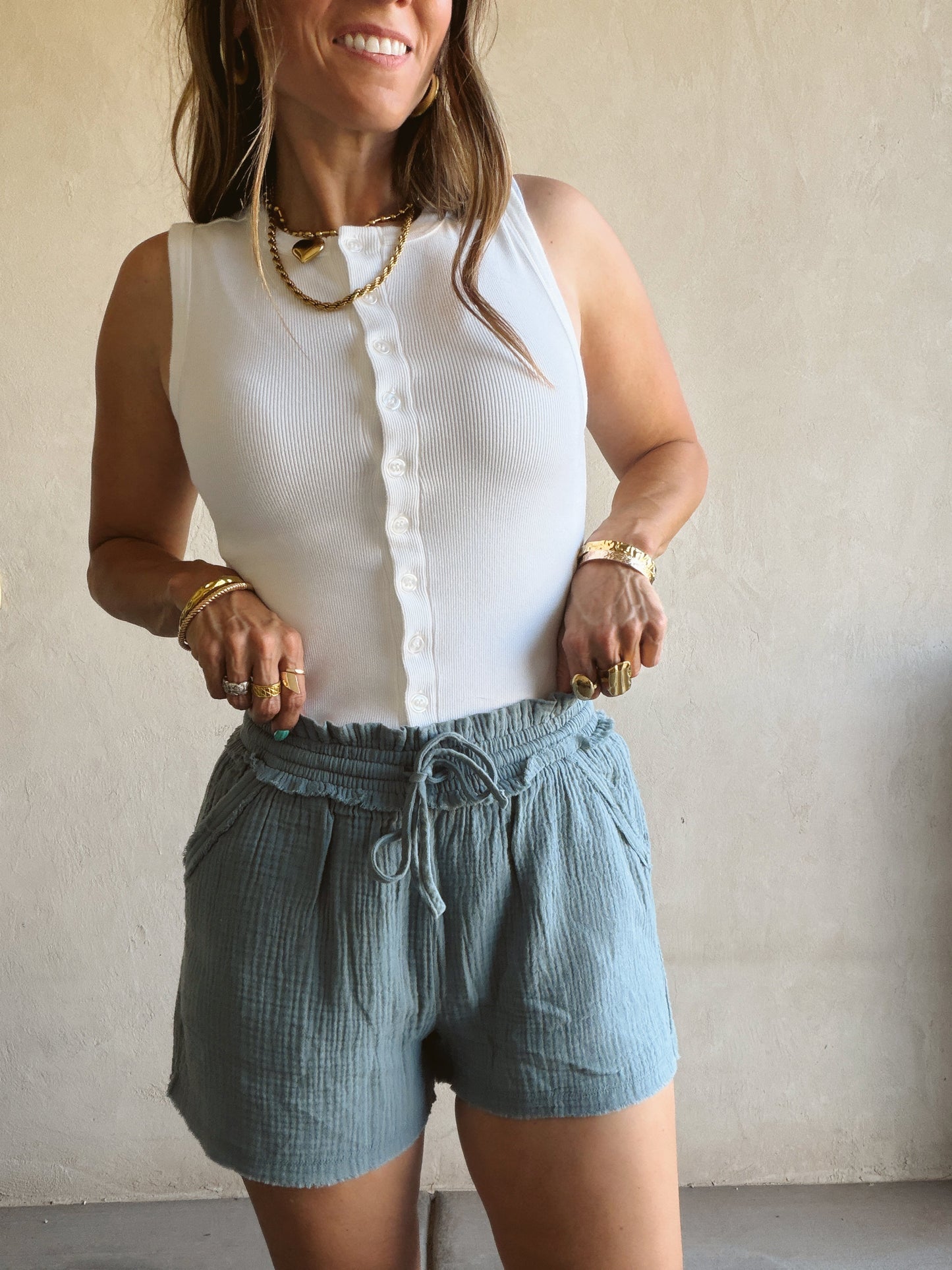 Kerry Gauze Shorts In Blue