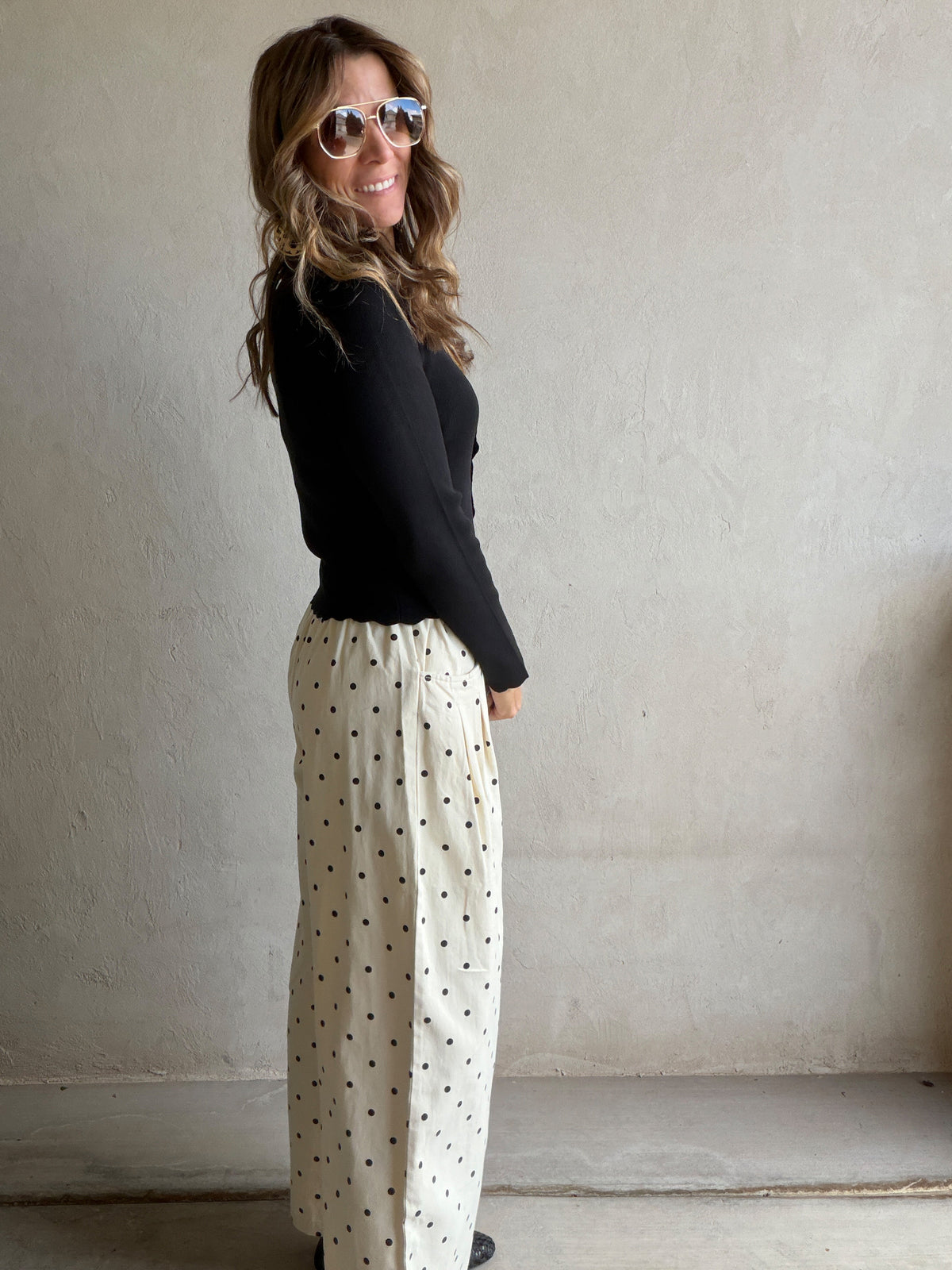 Penny Polka Dot Pants in Cream & Black
