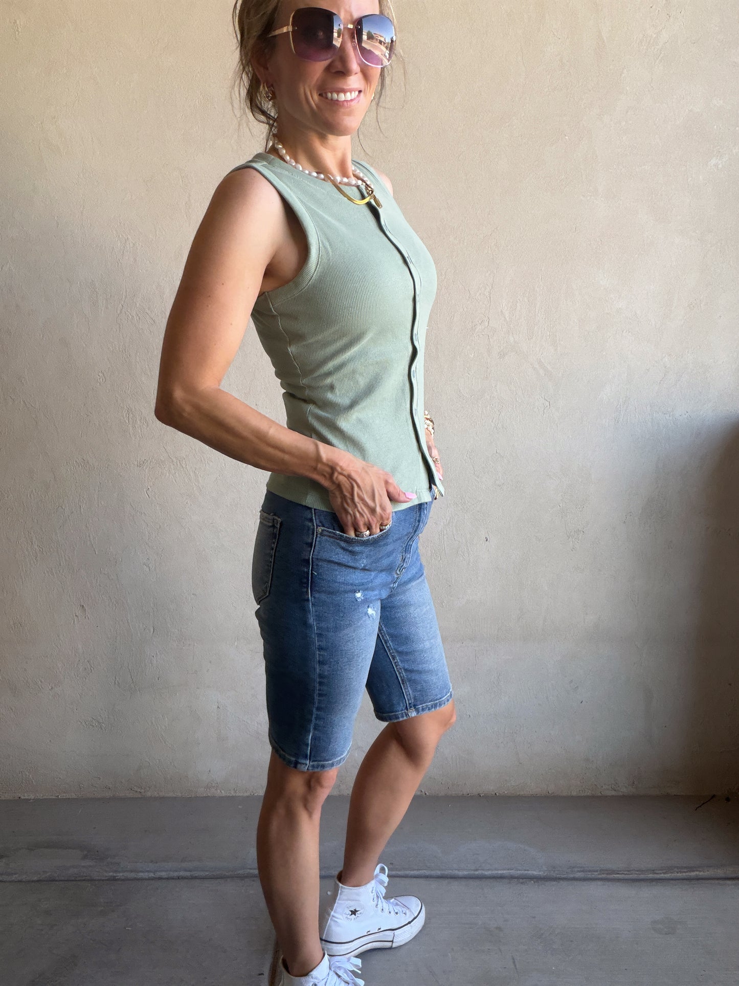 Raya Bermuda Shorts in Denim