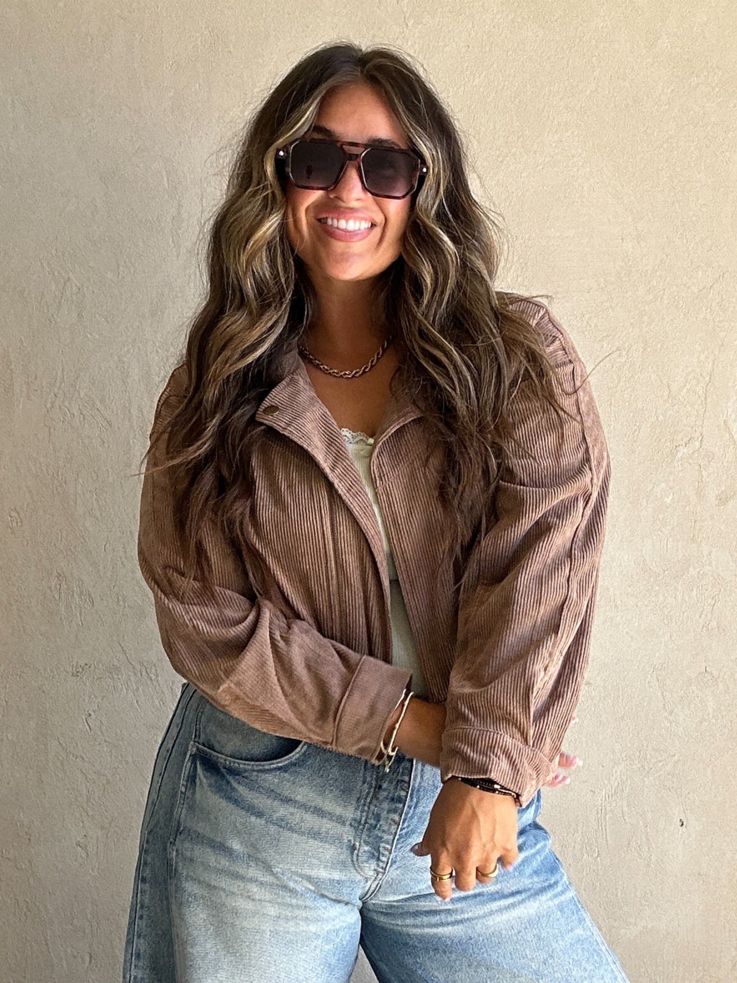 Baylor Corduroy Moto Jacket in Coco