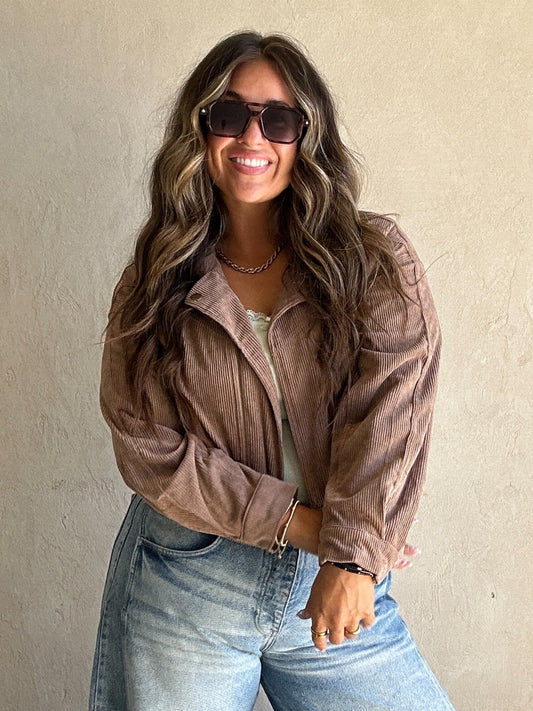 Baylor Corduroy Moto Jacket in Coco