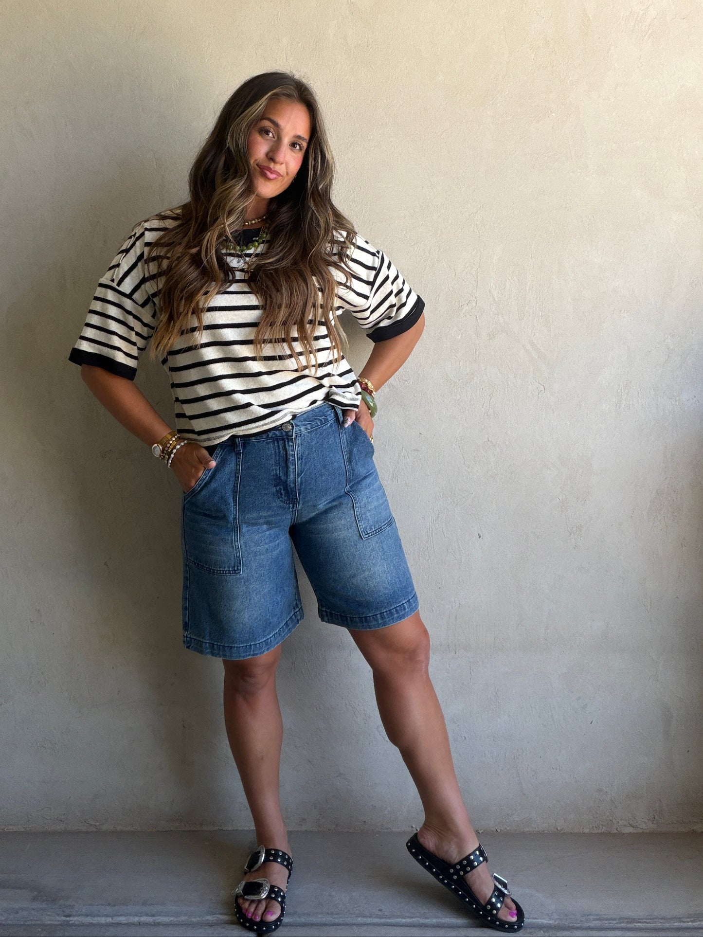 Jade Bermuda Shorts in Dark Denim