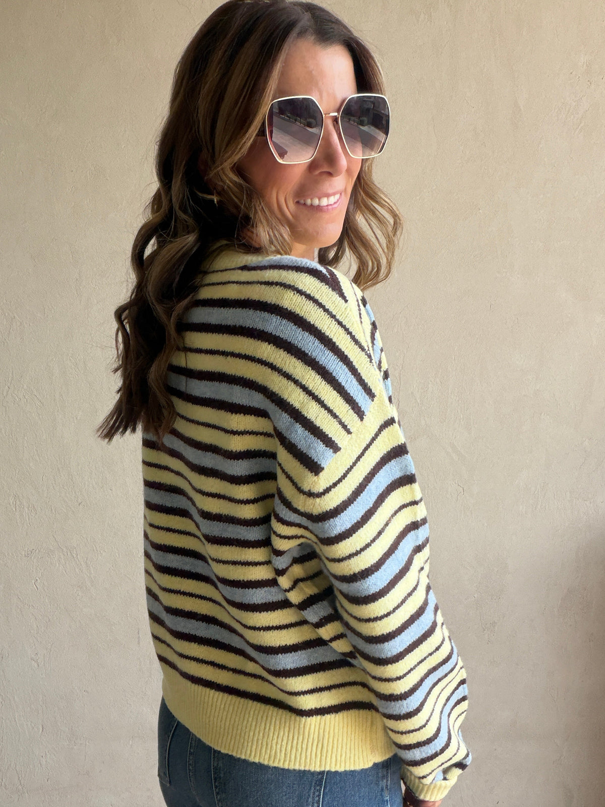 Beth Striped Sweater in Yellow