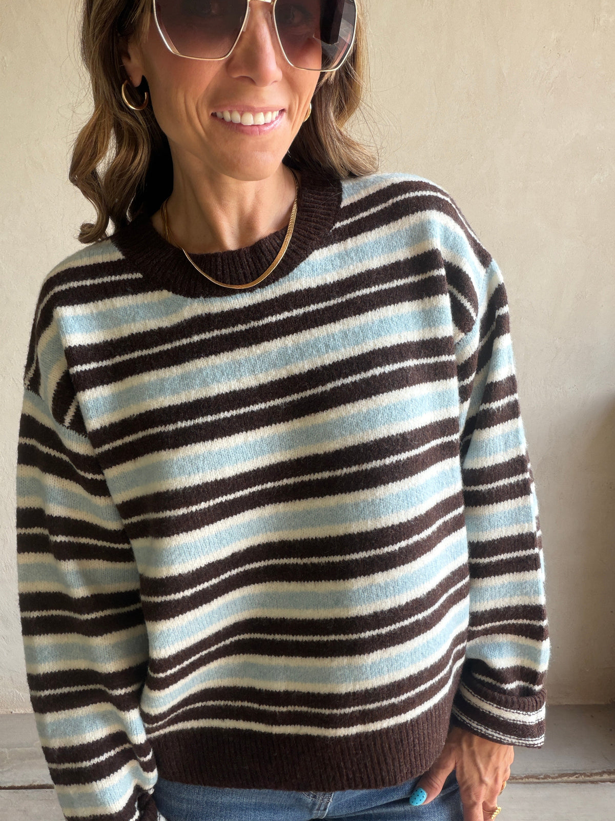 Beth Striped Sweater in Brown