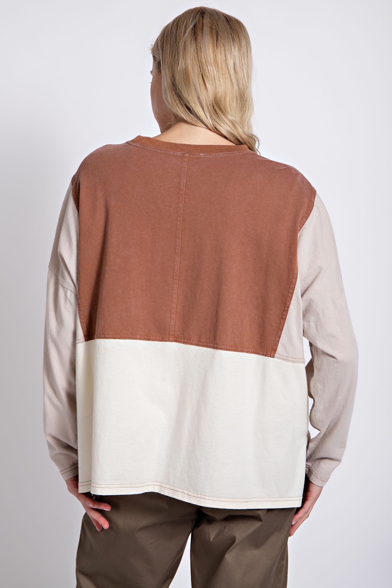 Brittney Color Block Mocha Top