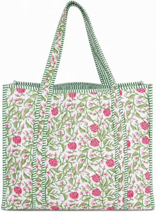 PREORDER | Mindee Quilted Bag – Green Leaf | Ships Mid-October