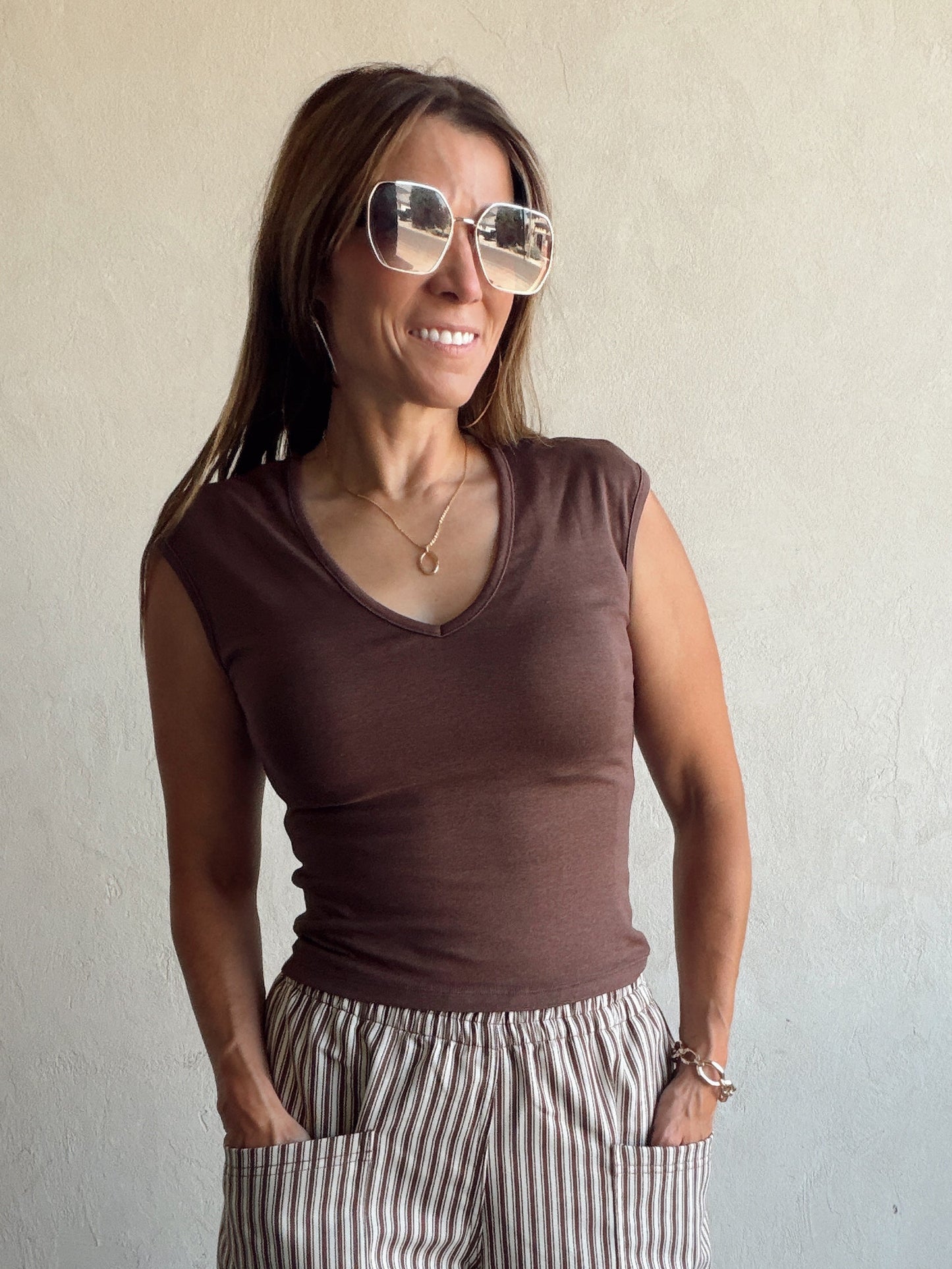 Leah Top in Dark Brown