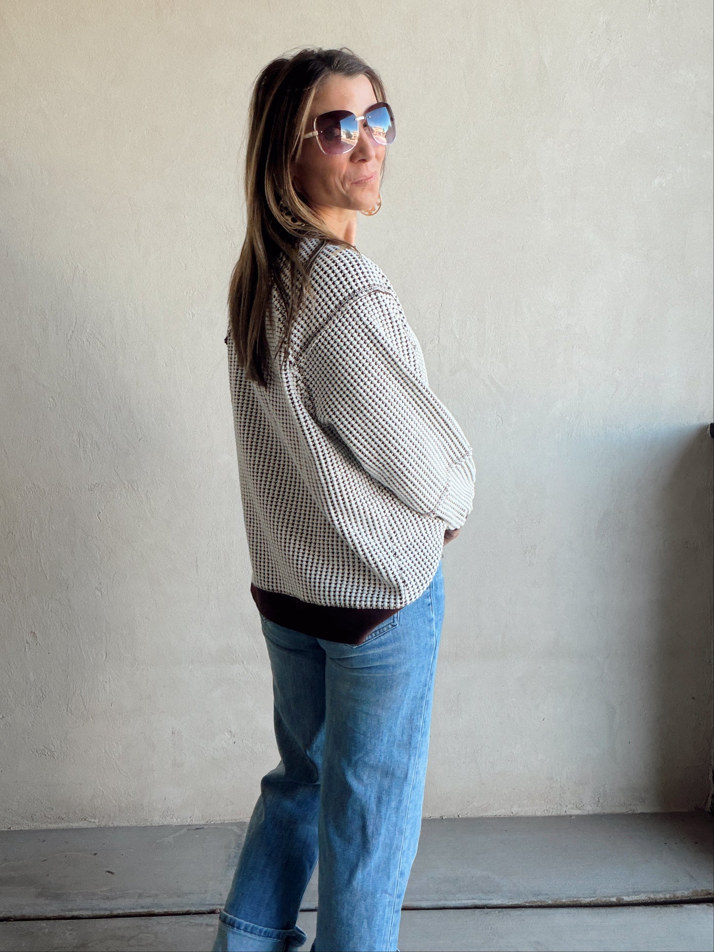 Adalyn Pullover in Chocolate & Ivory