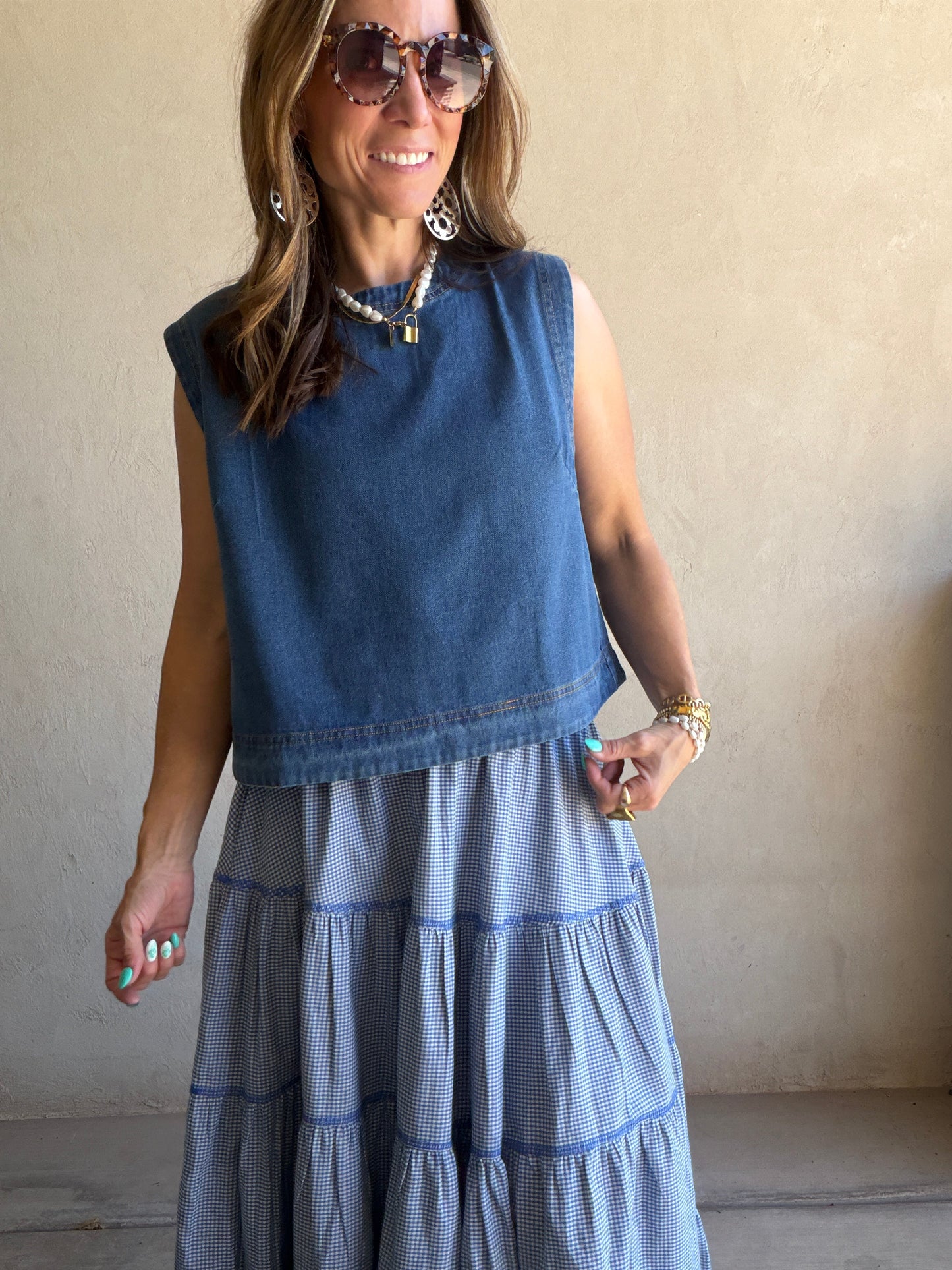 Ginny Sleeveless Top in Denim