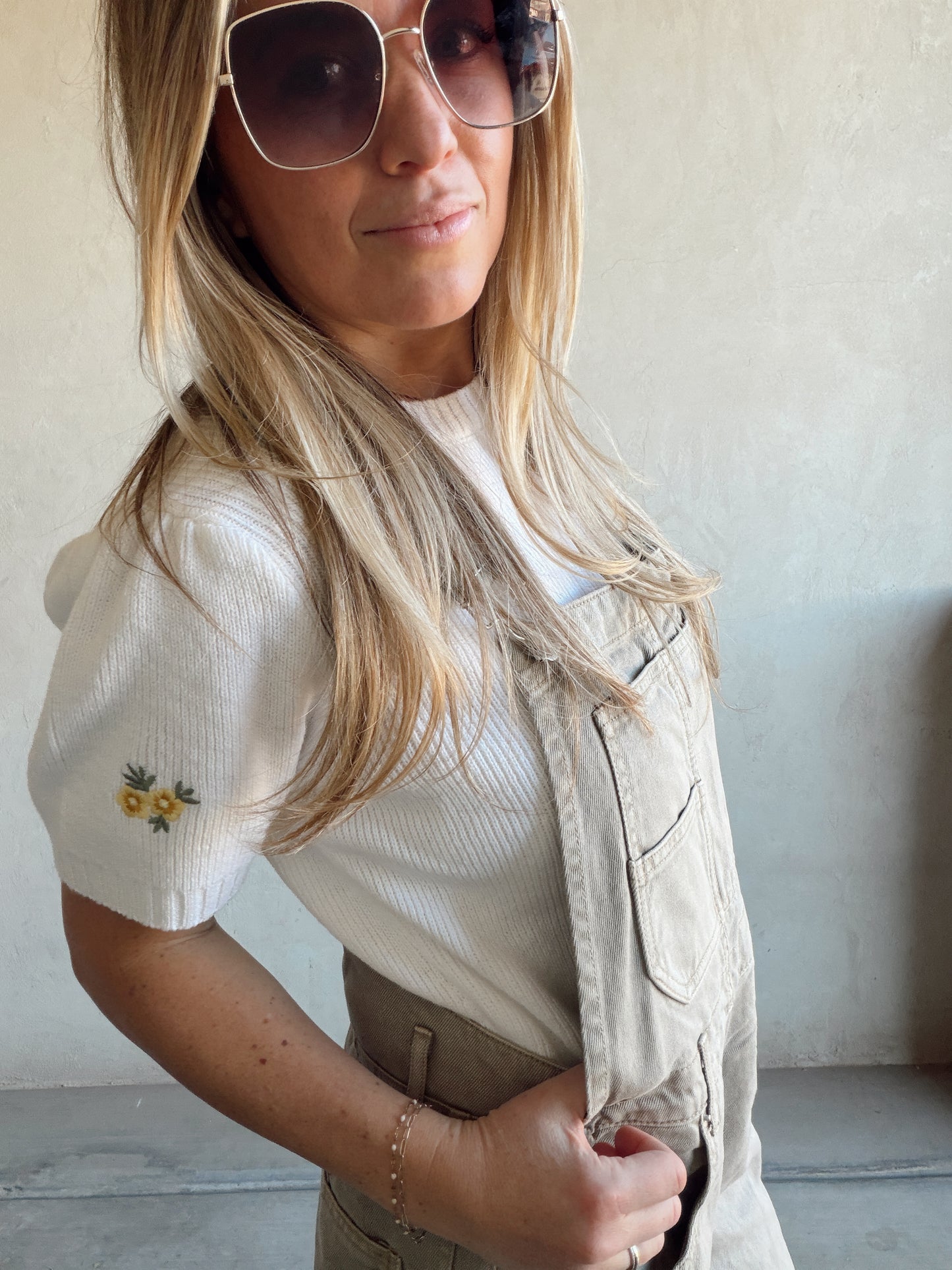 Tallie Barrel Overalls in Stone