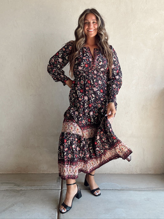 Maggie Border Print Maxi Dress