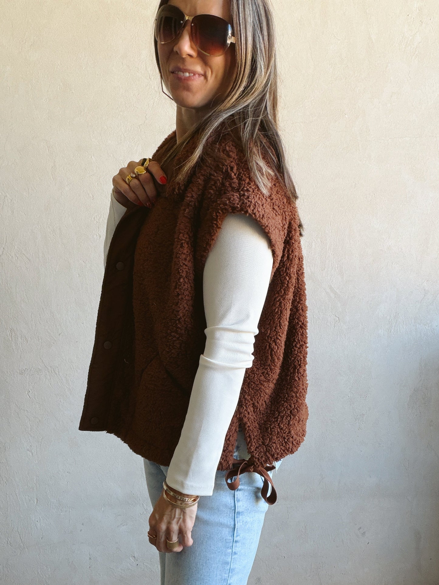 Karissa Sherpa Vest in Chocolate