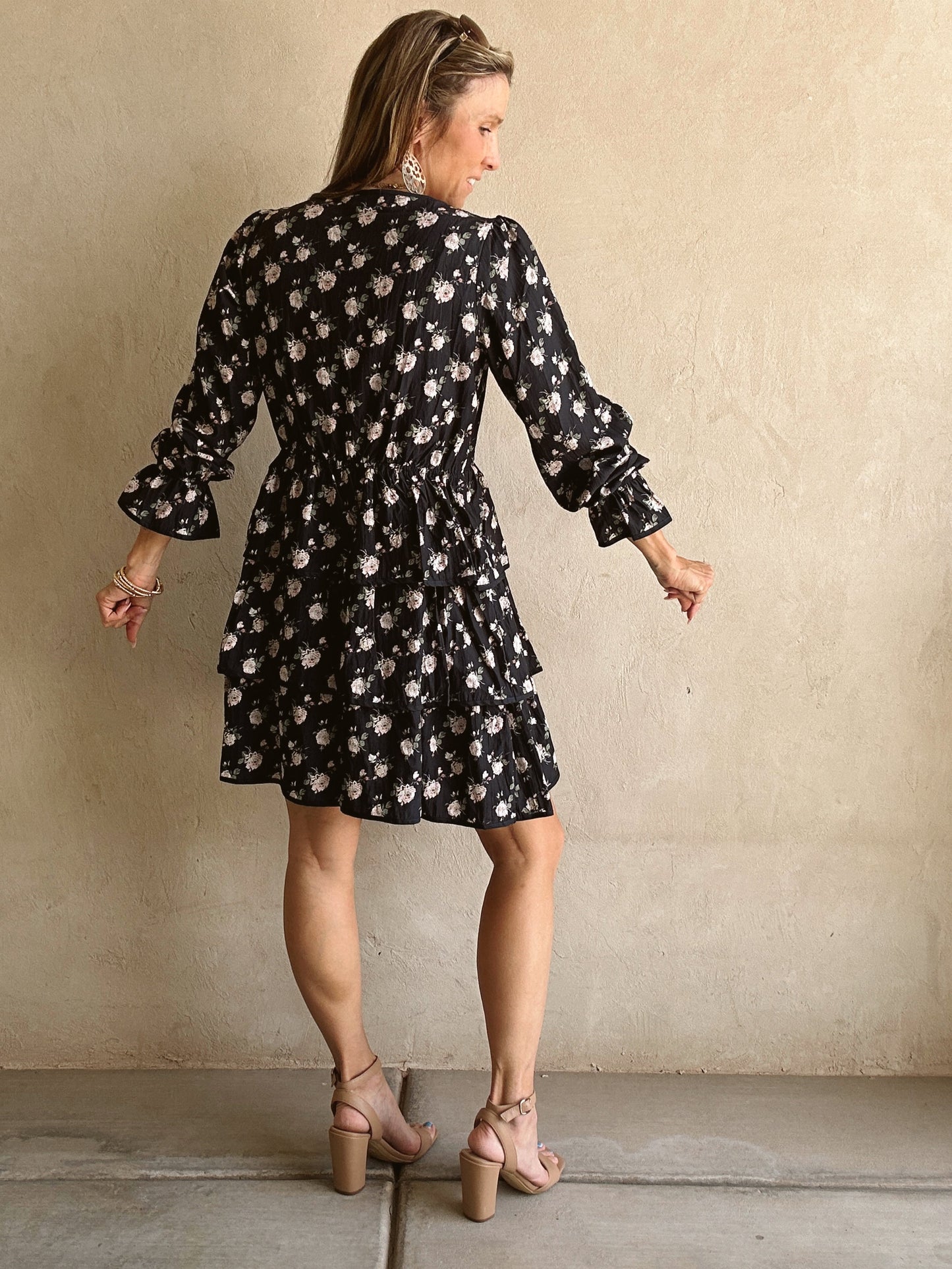 Miya Floral Dress in Dark Navy