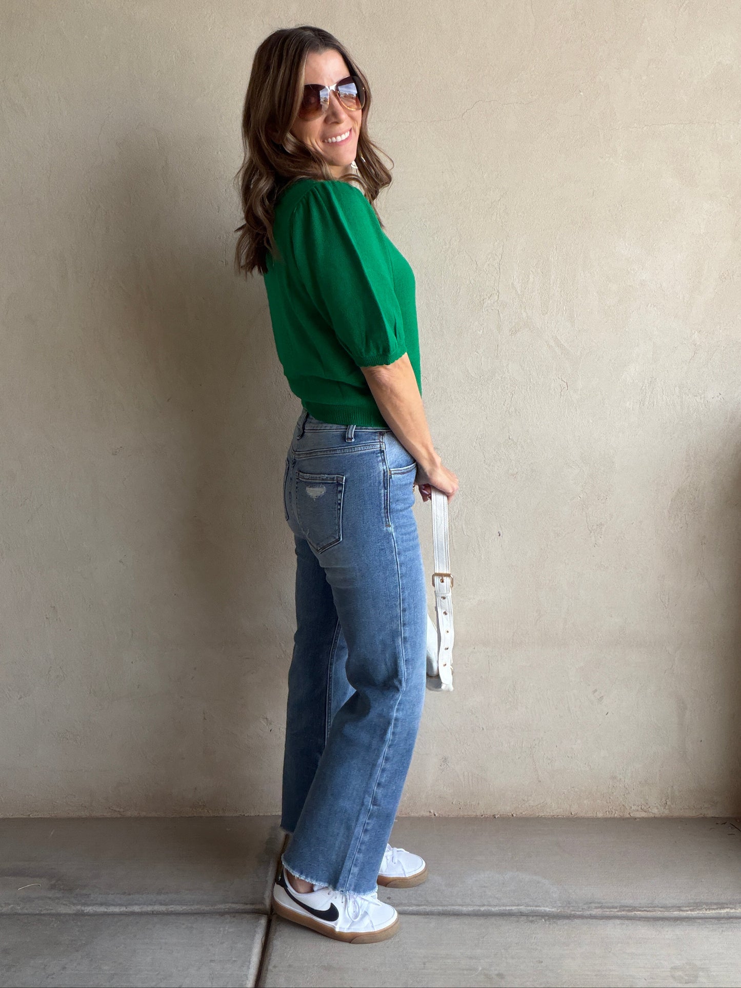 Emmie Button Down Sweater in Green