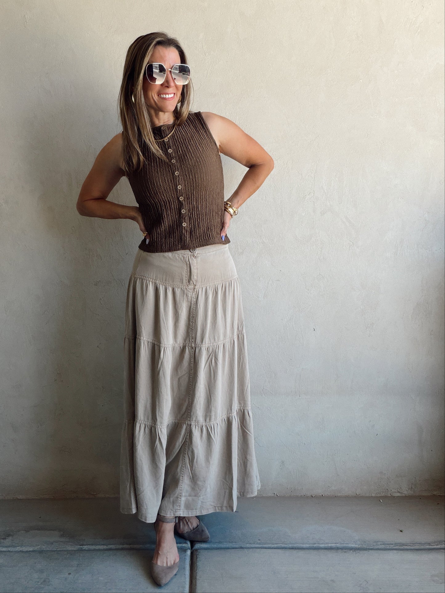 Serafina Tank in Brown