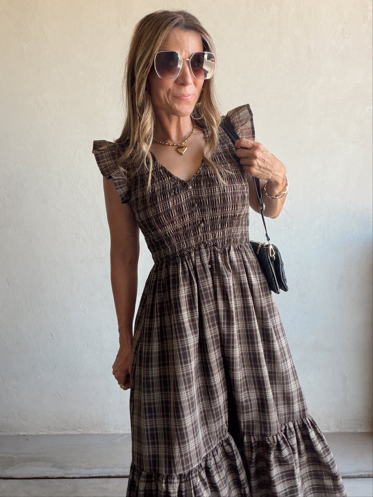 Kenna Dress in Chocolate & Black Plaid