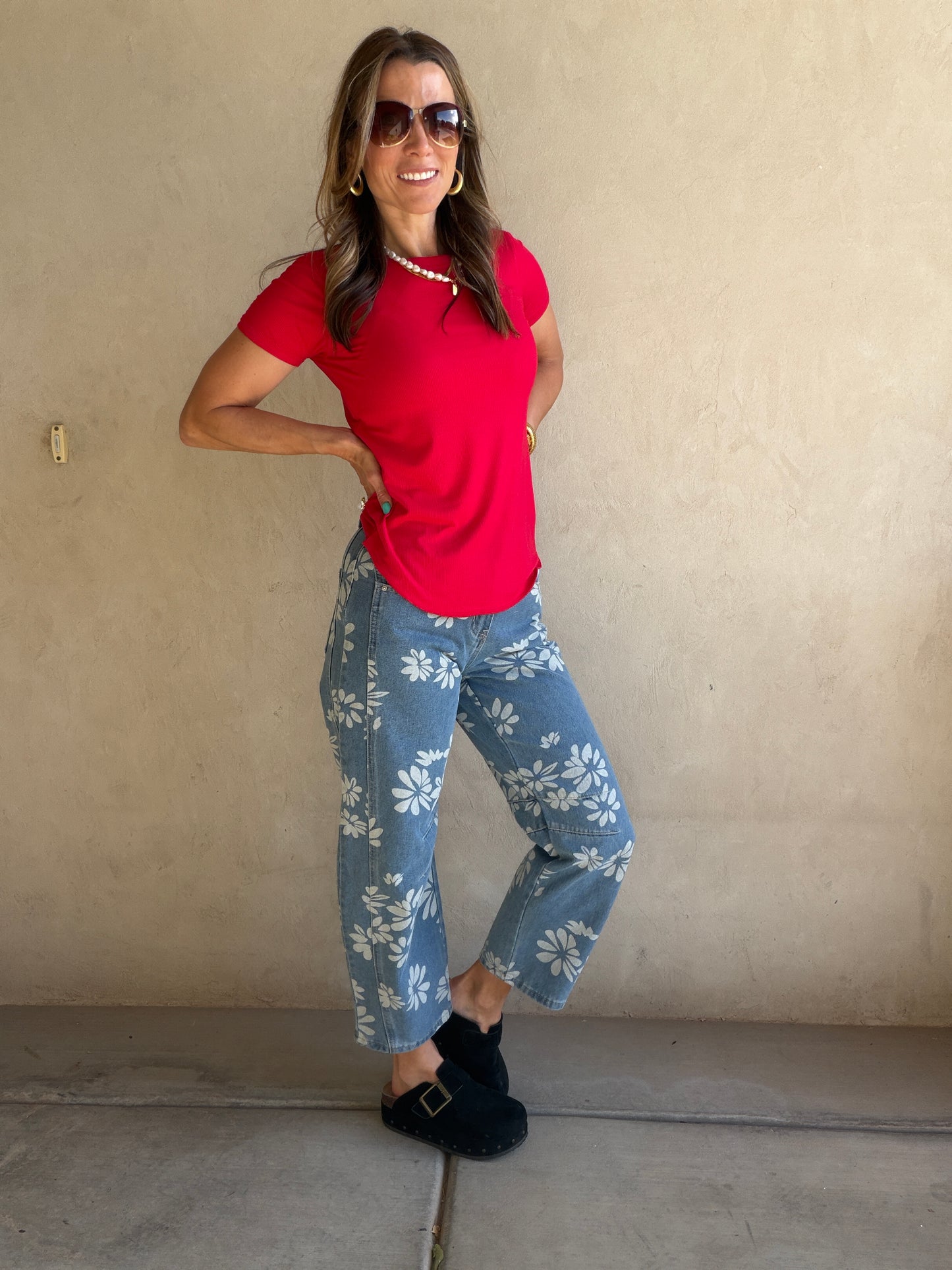 Becca Floral Jeans in Denim