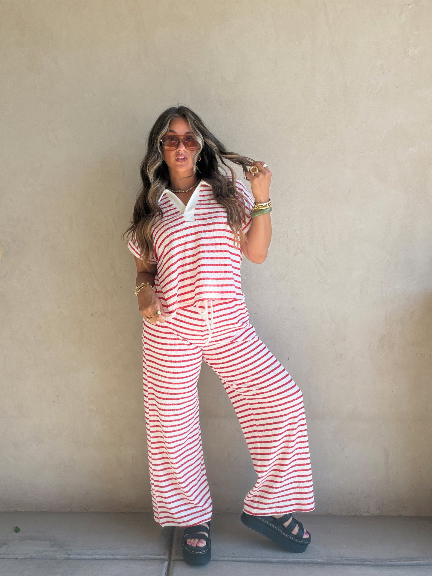 Annabelle Set in Red & White Stripe