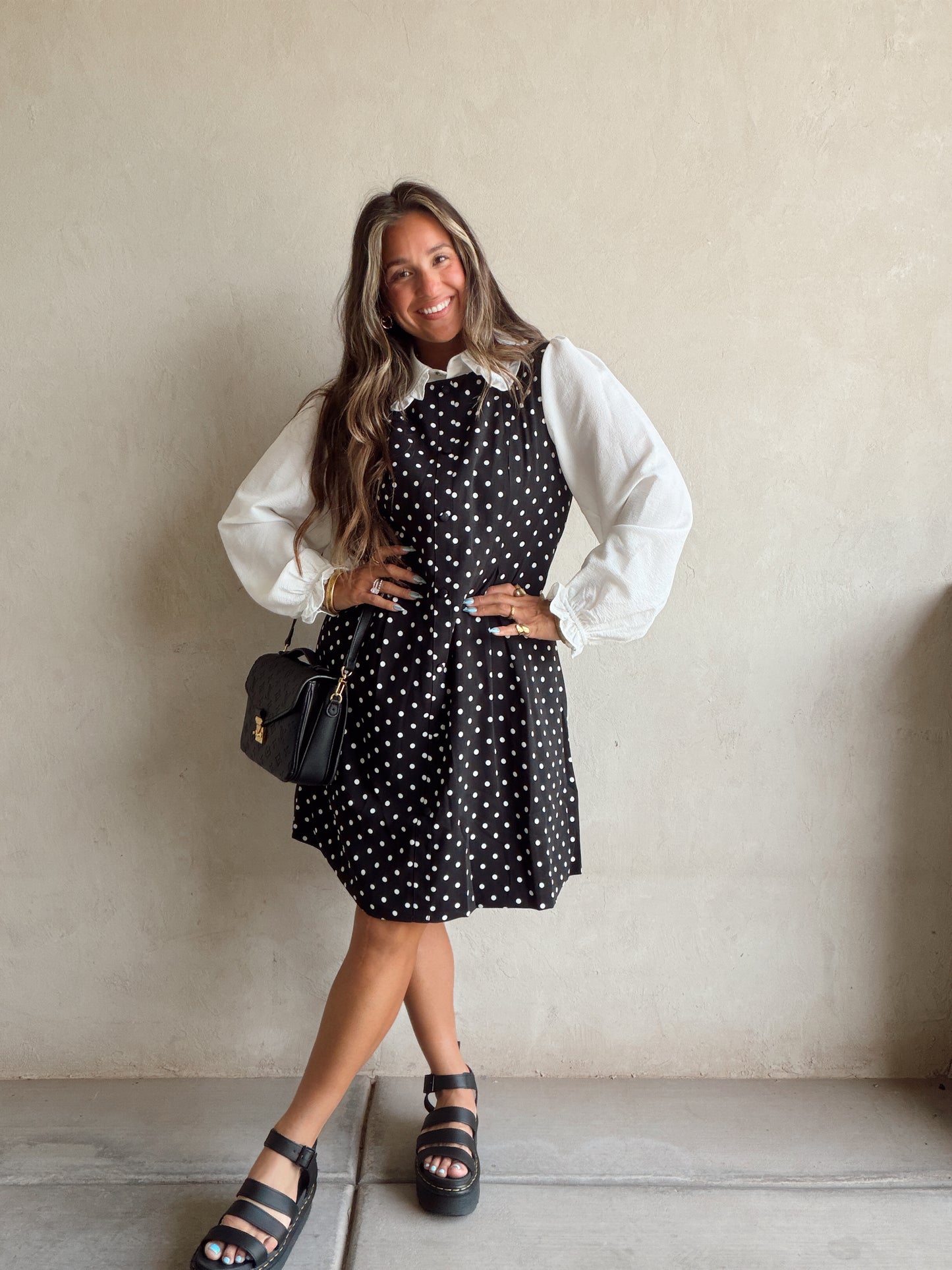Keelee Polka Dot Dress in Black & White