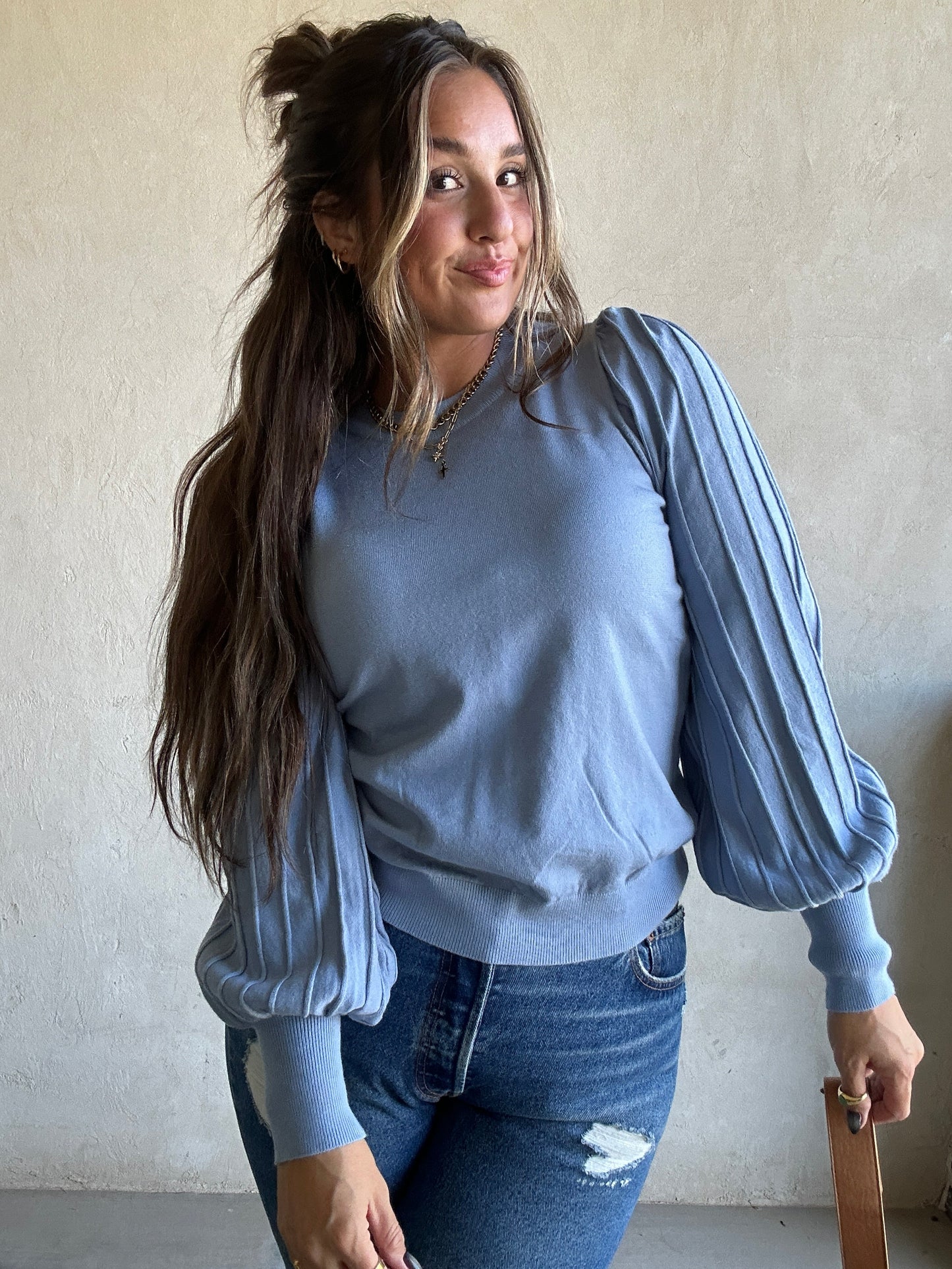 Michelle Sweater in Dusty Blue