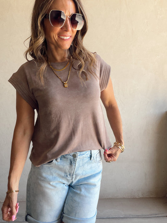 Liv Mineral Washed Top in Mocha