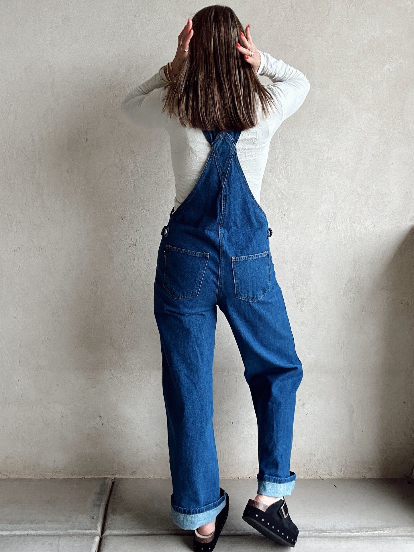 Kitney Button Down Overalls in Dark Wash