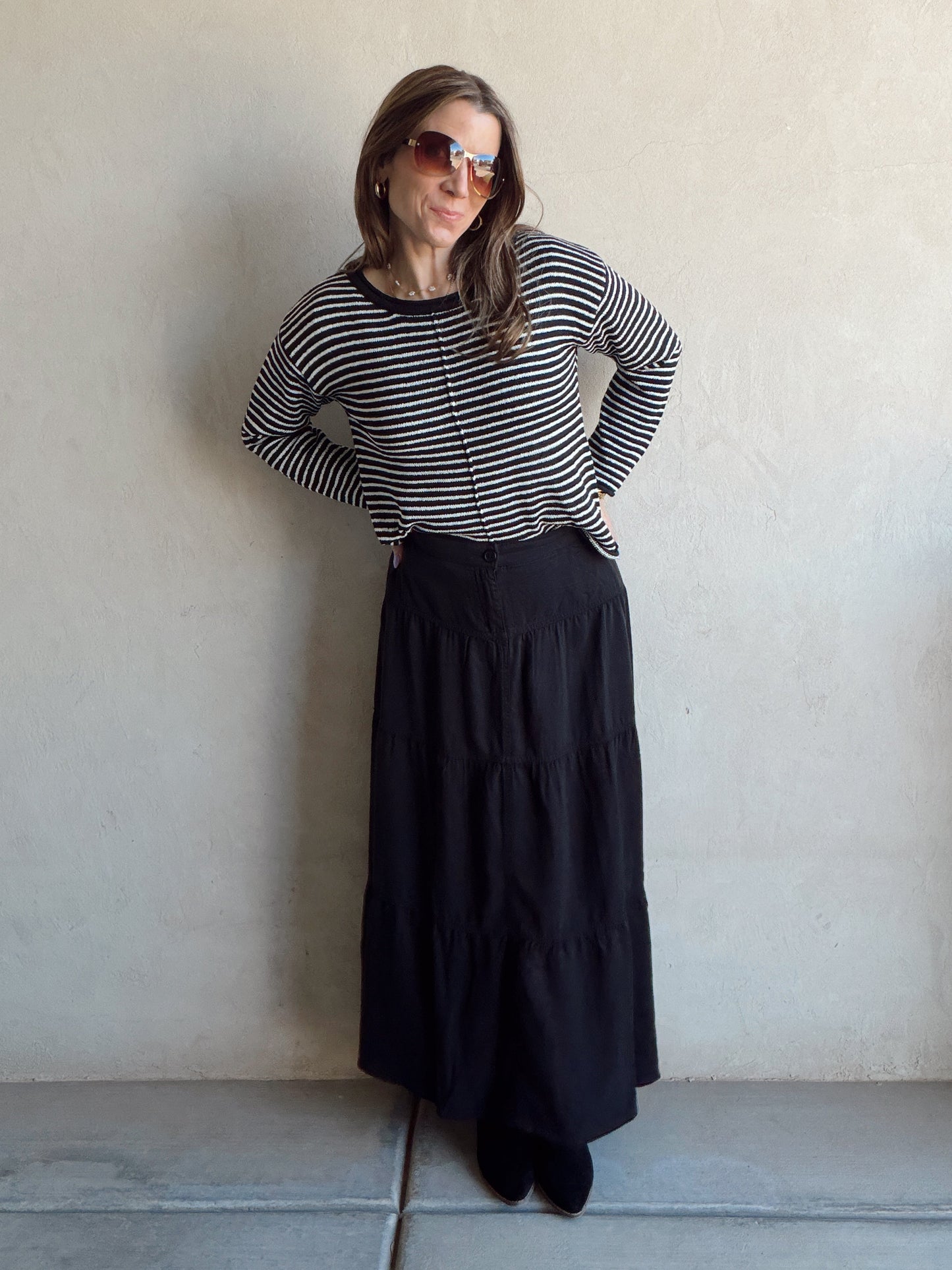 Bella Tiered Skirt in Black