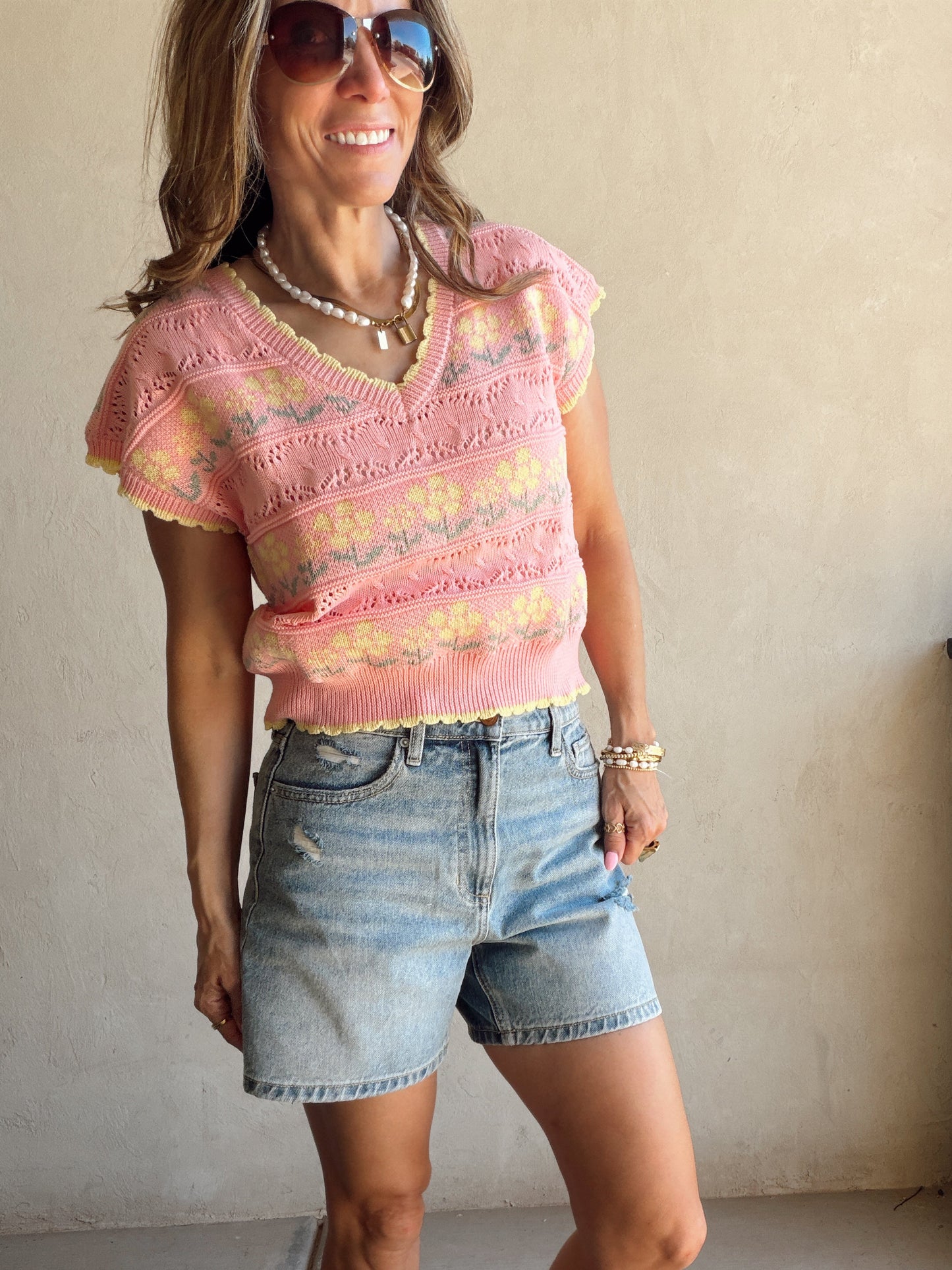Kendall Floral Top in Pink Floral