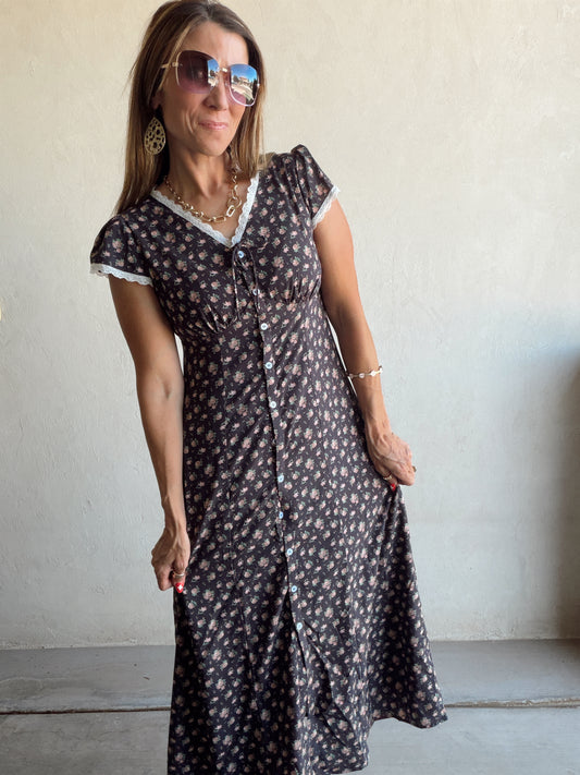 April Dress in Black Floral