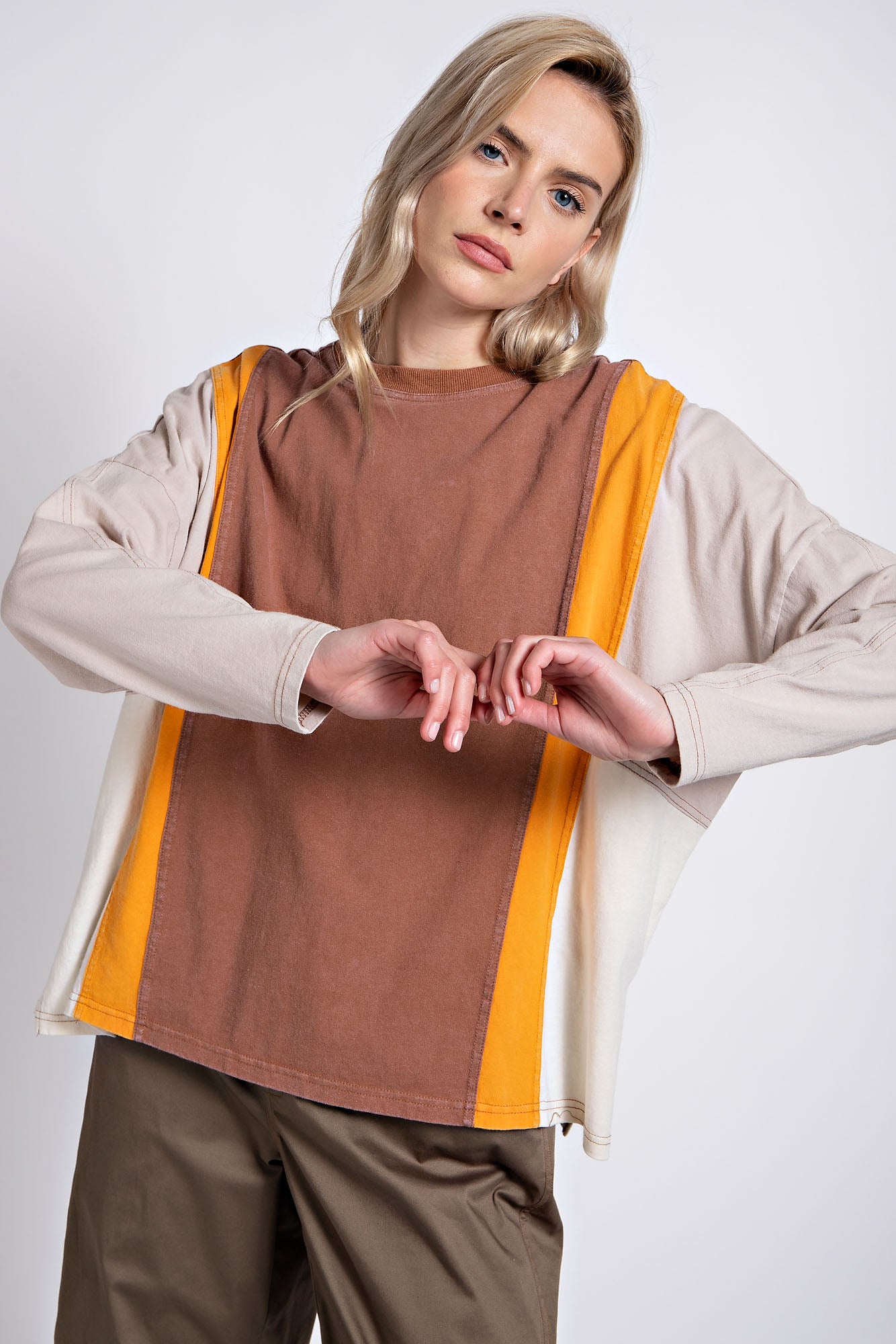 Brittney Color Block Mocha Top