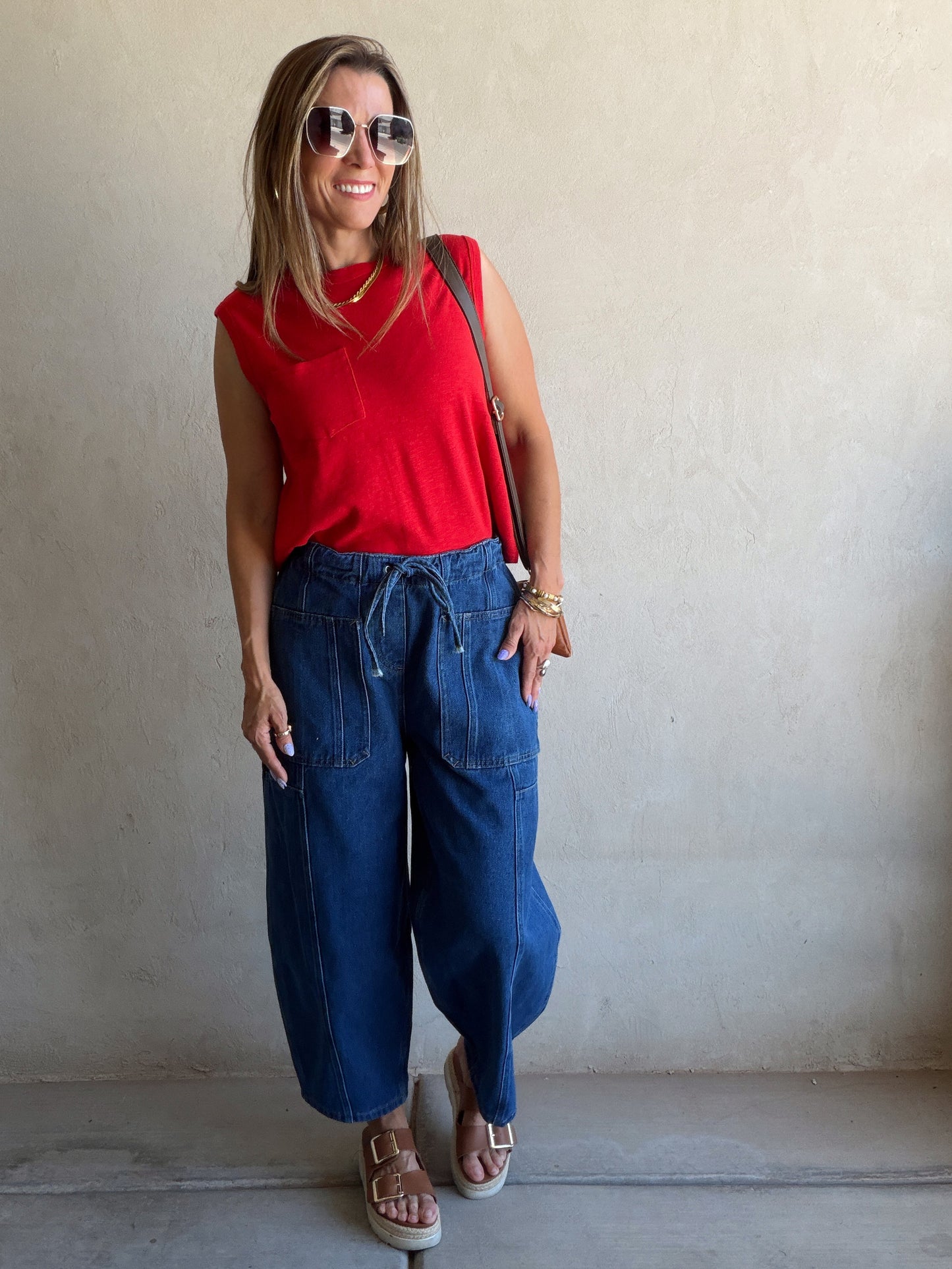Wren Sleeveless Tank in Red
