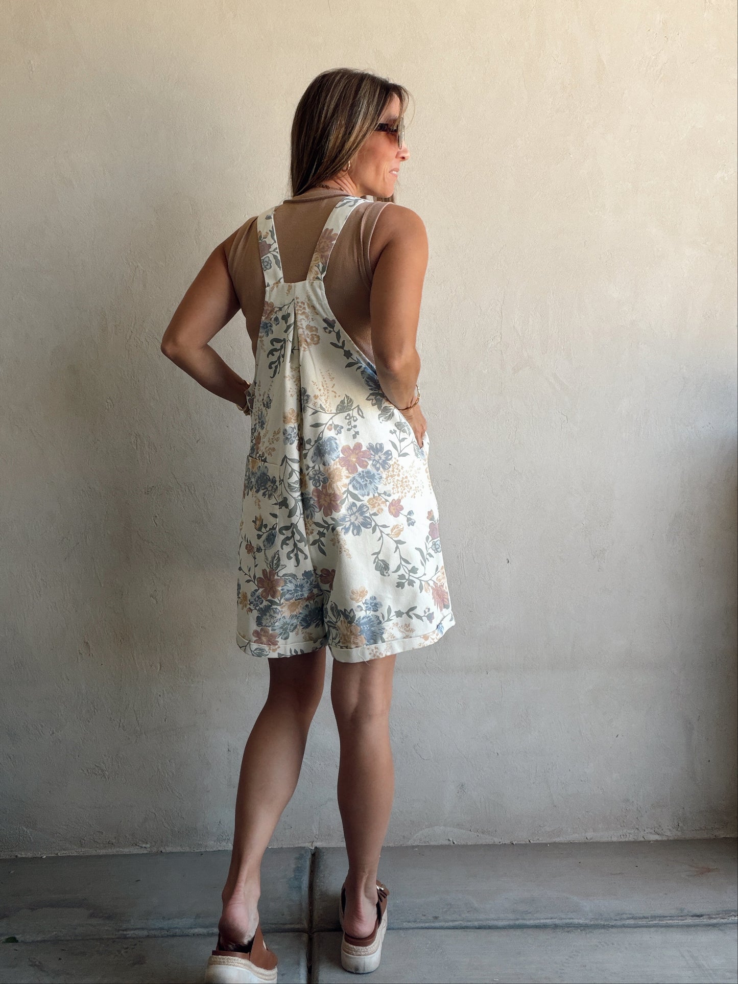 Olivia Overalls in Cream Floral