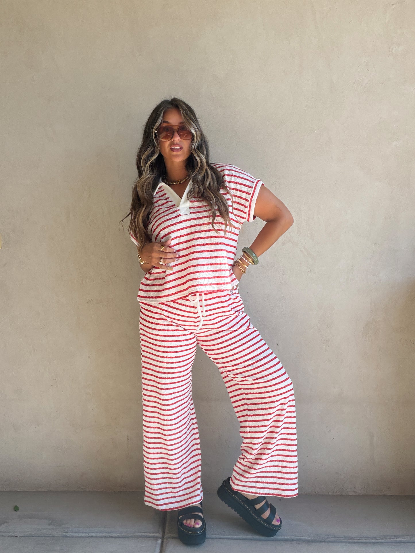 Annabelle Set in Red & White Stripe