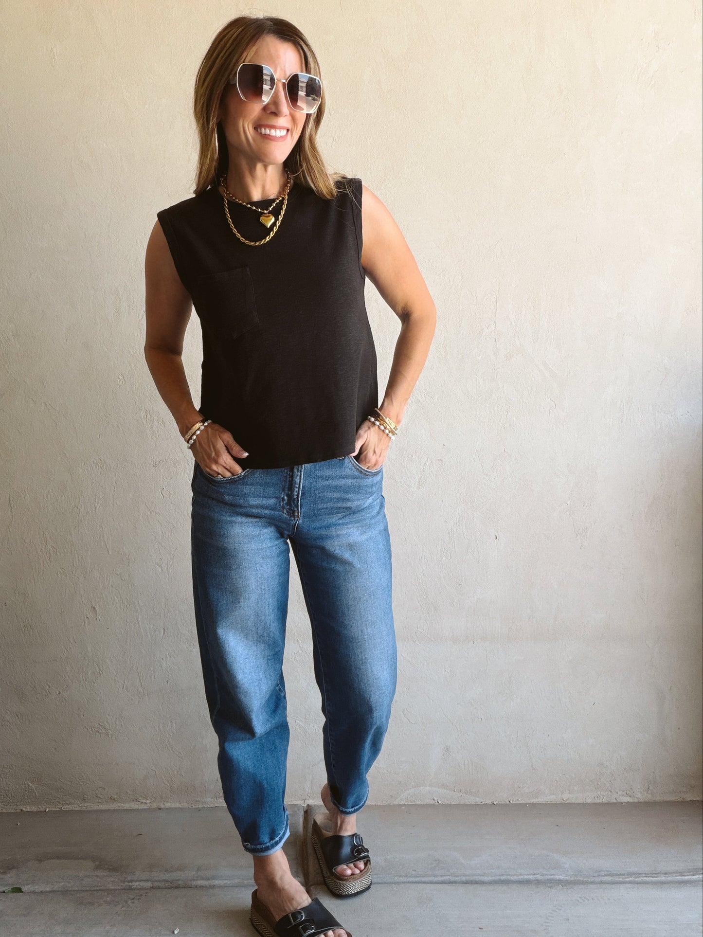 Wren Sleeveless Tank in Black