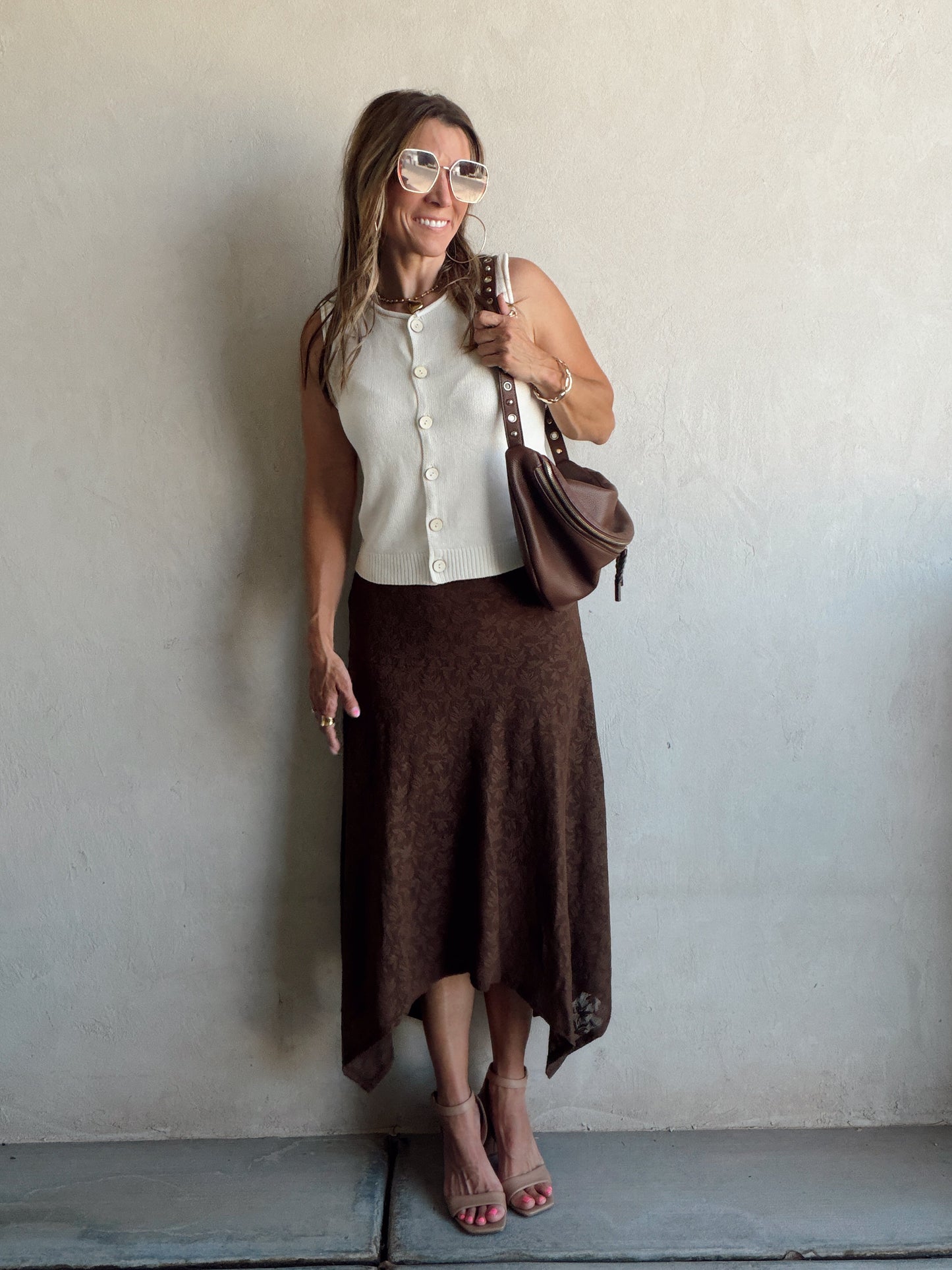 Lachelle Lace Skirt in Brown