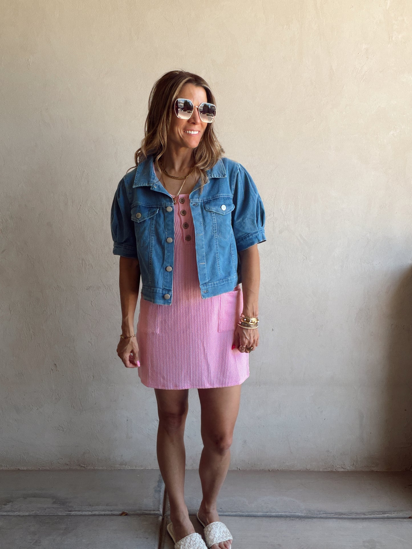 Cassie Cropped Medium Wash Denim Jacket