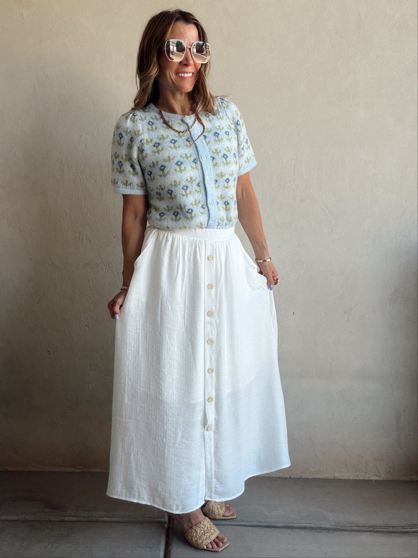 Kynlee Skirt in Linen White