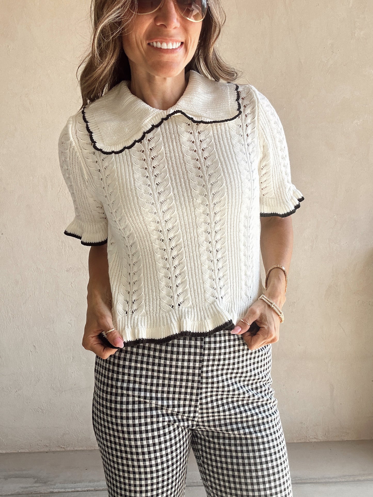 Darla Knit Sweater in Ivory and Black