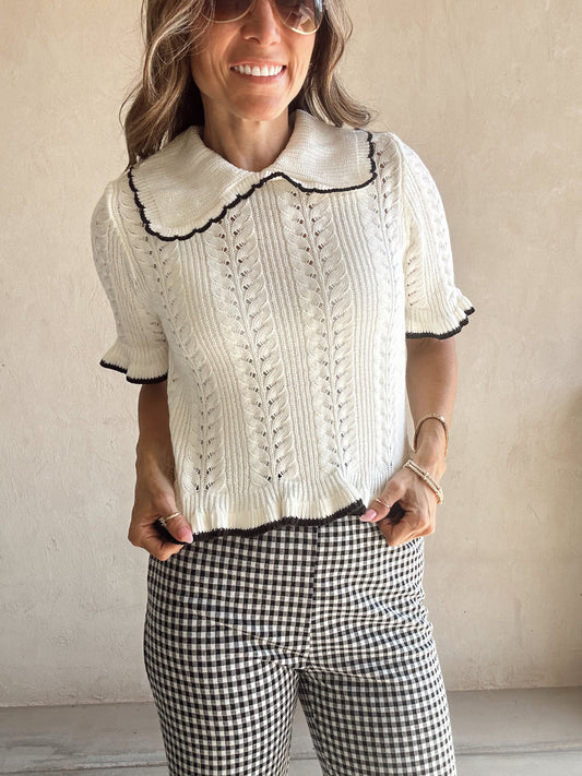 Darla Knit Sweater in Ivory and Black