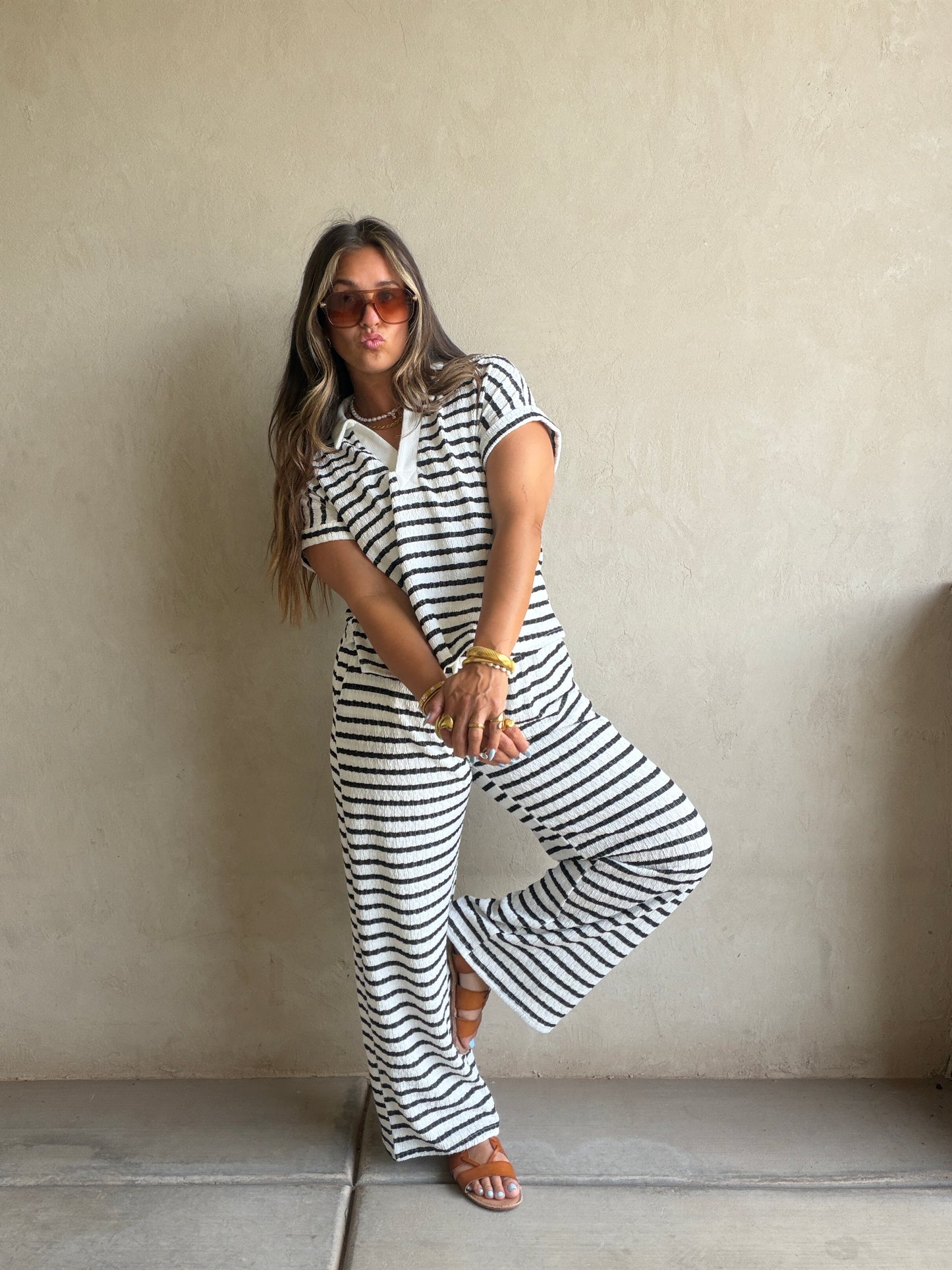 Annabelle Set in Black & White Stripe