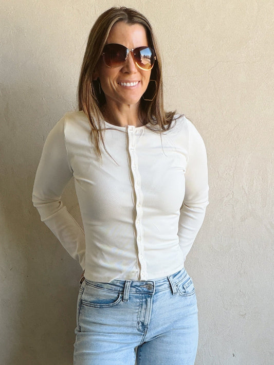 Brin Button Down Top in Cream