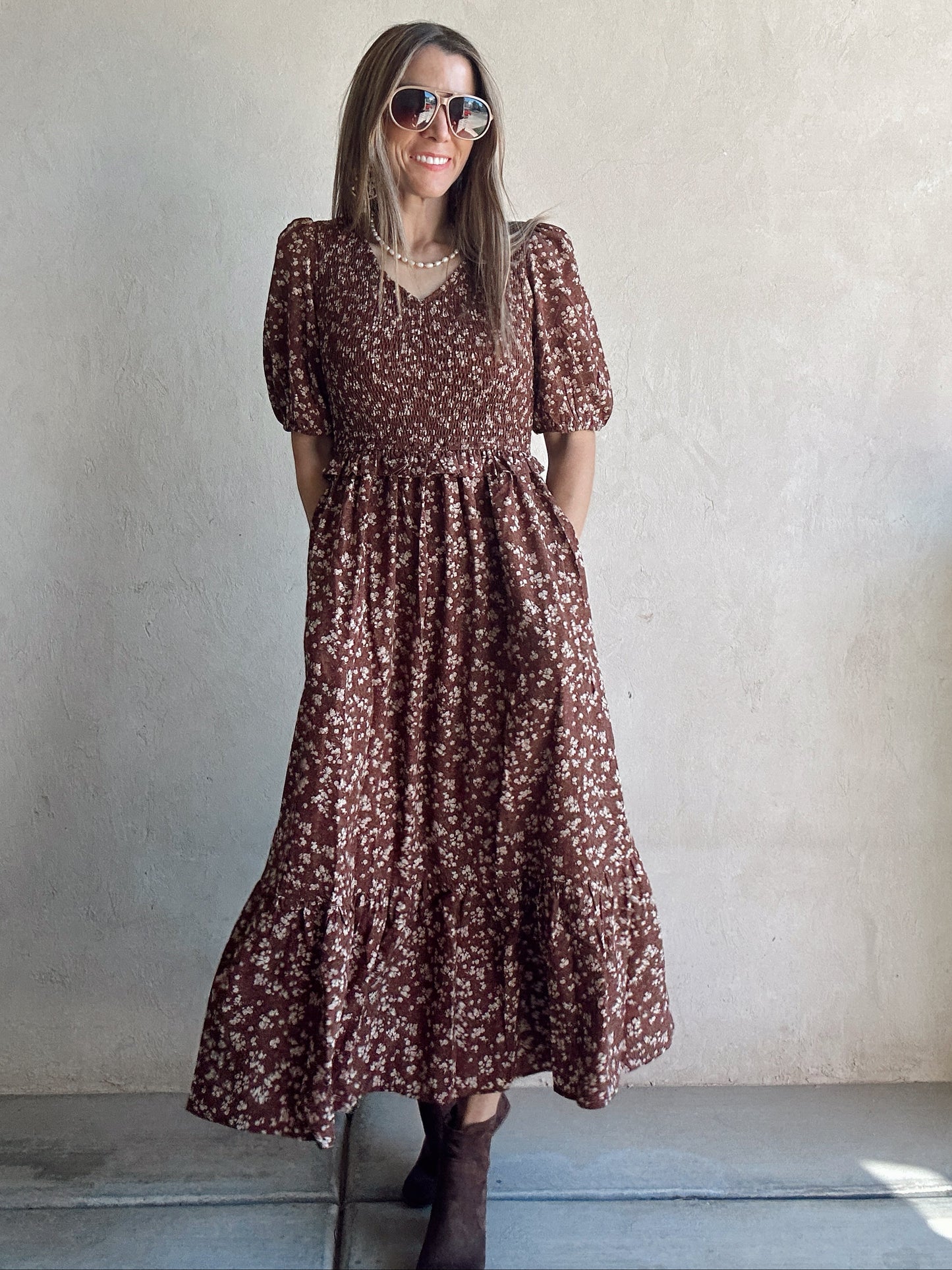 Raegan Dress in Brown