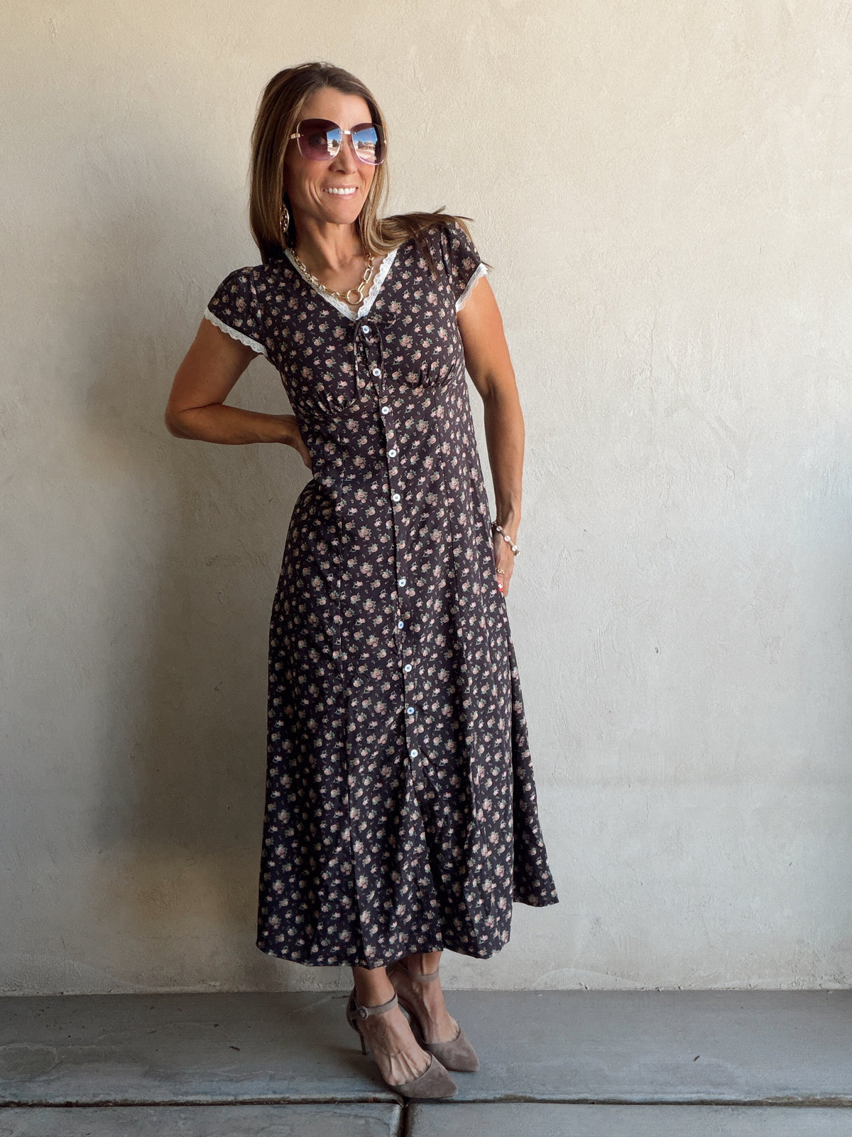 April Dress in Black Floral