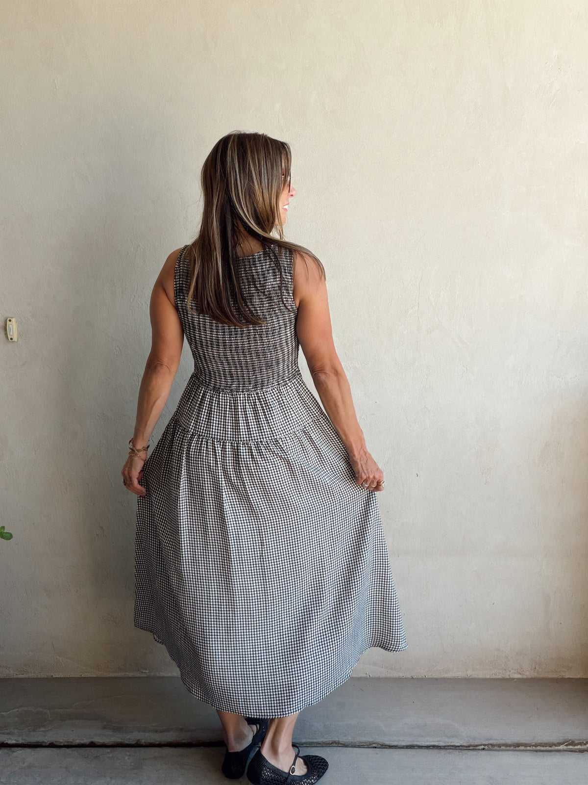 Denise Dress in Gingham Dress in Black & White
