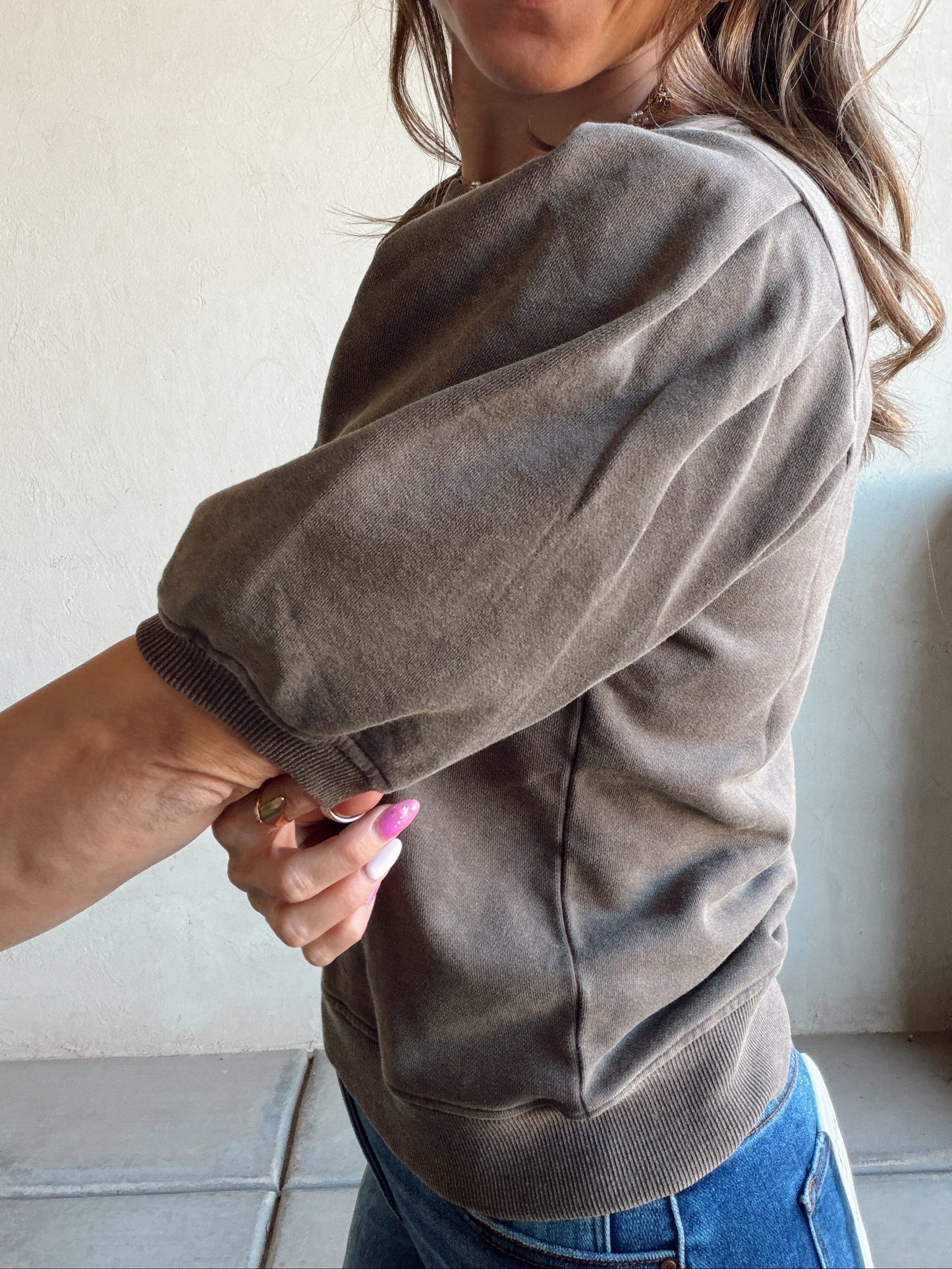 Capri Mineral Wash Top in Chocolate