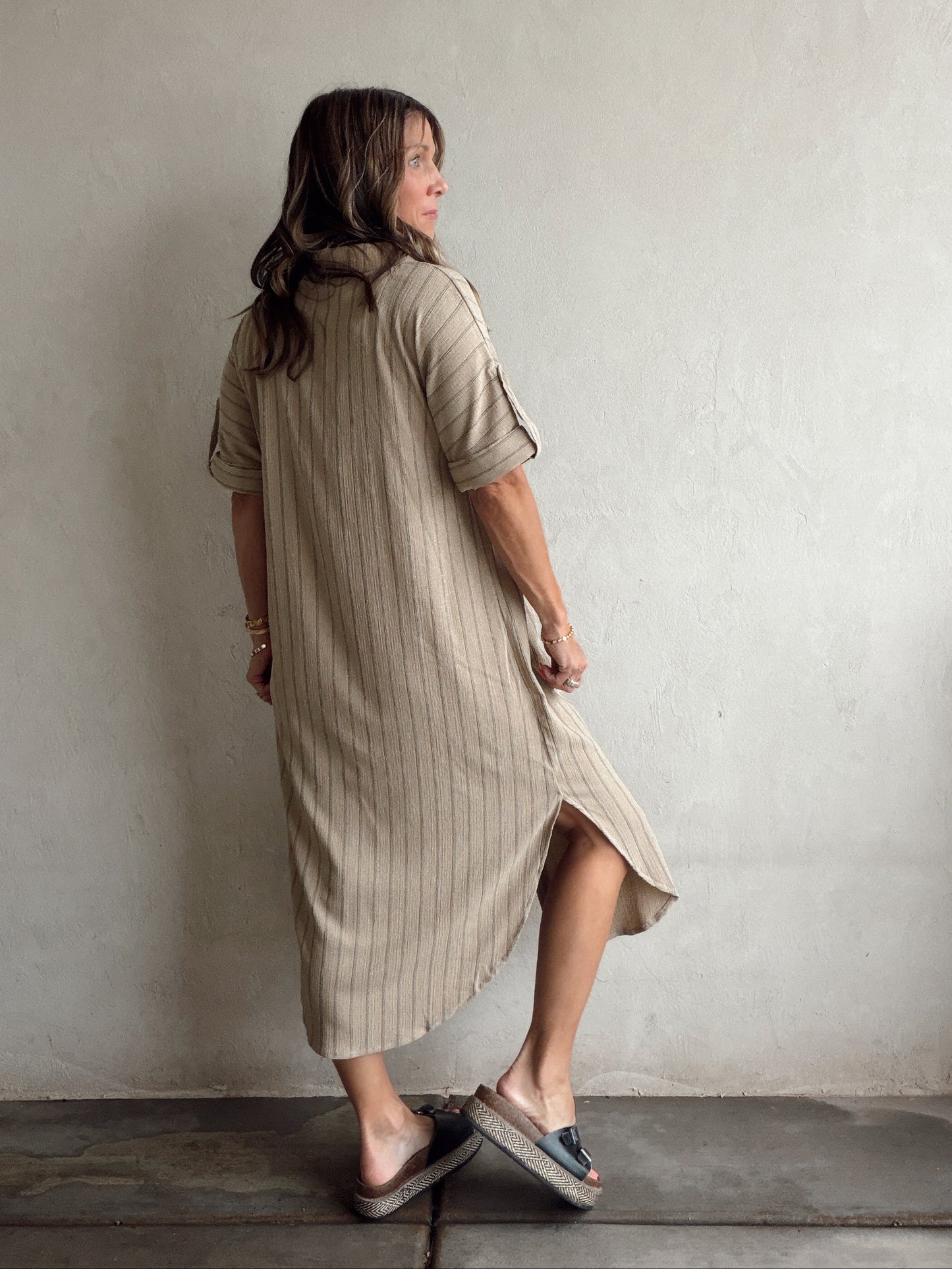 Tia Dress in Tan & Black